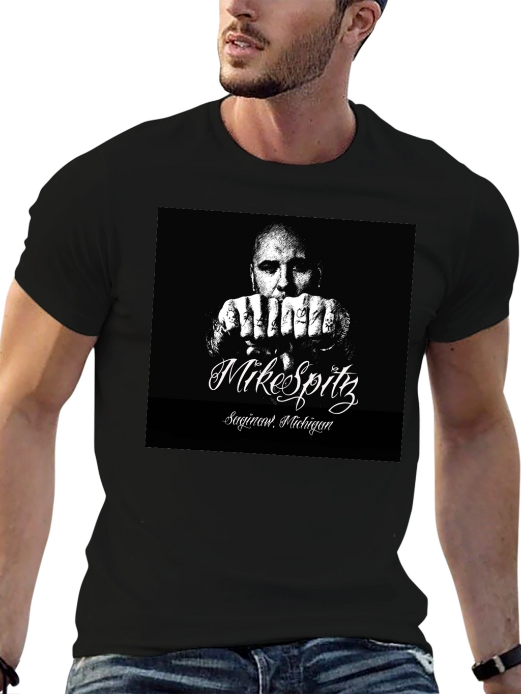 Mike Spitz Black Graphic T-Shirt