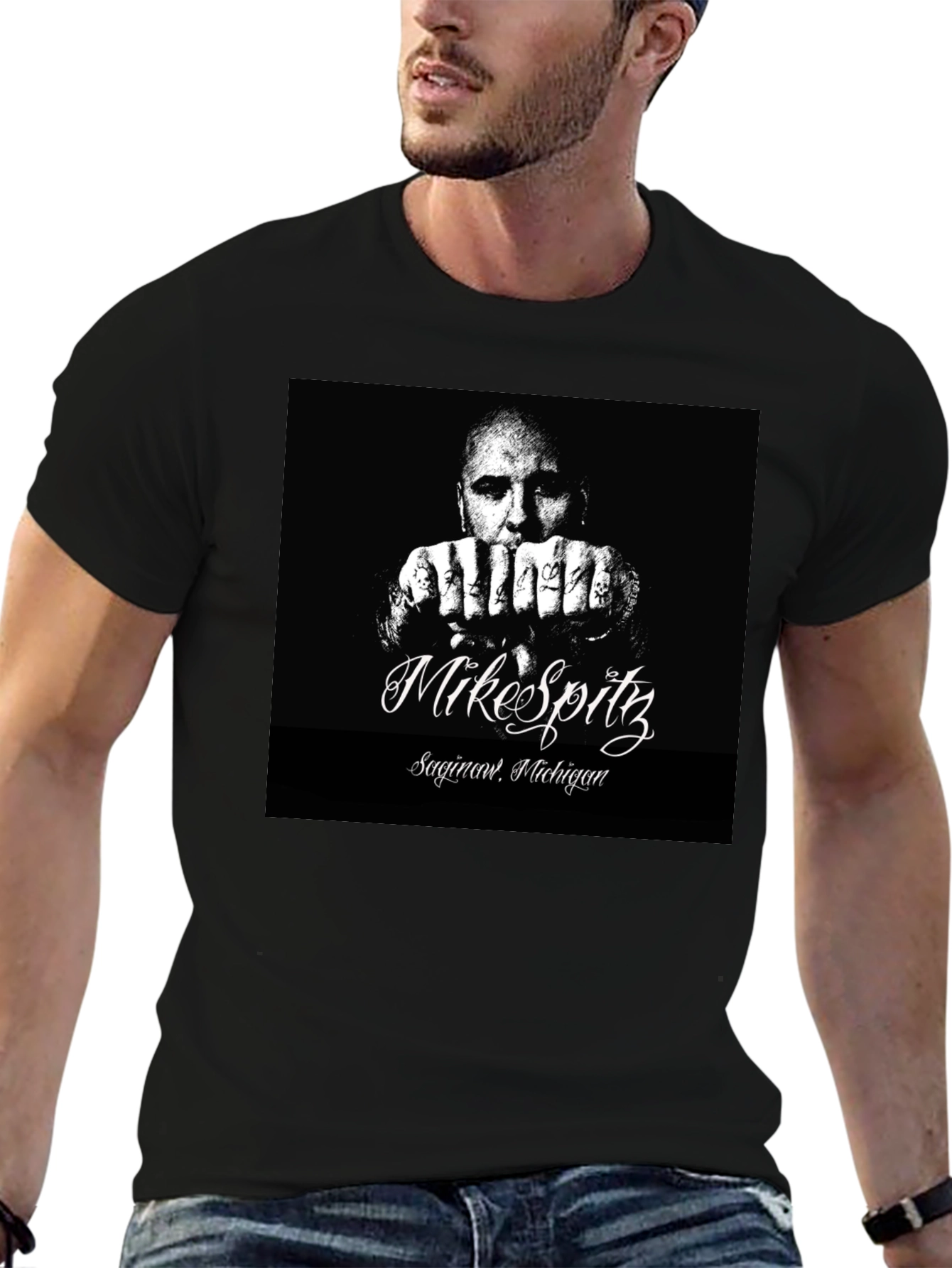 Mike Spitz Black Graphic T-Shirt