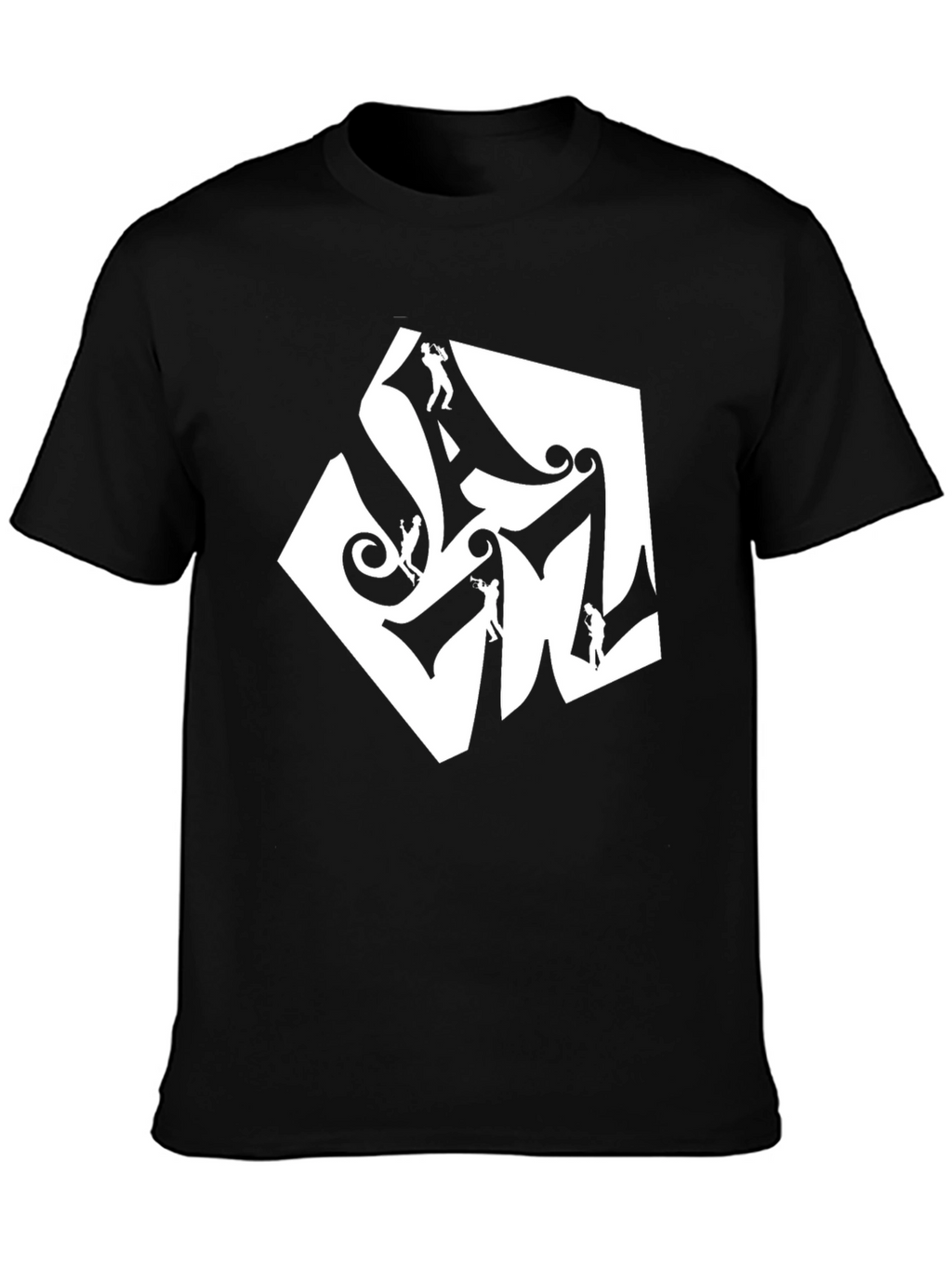 Abstract Saxophone Player Graphic Black T-Shirt