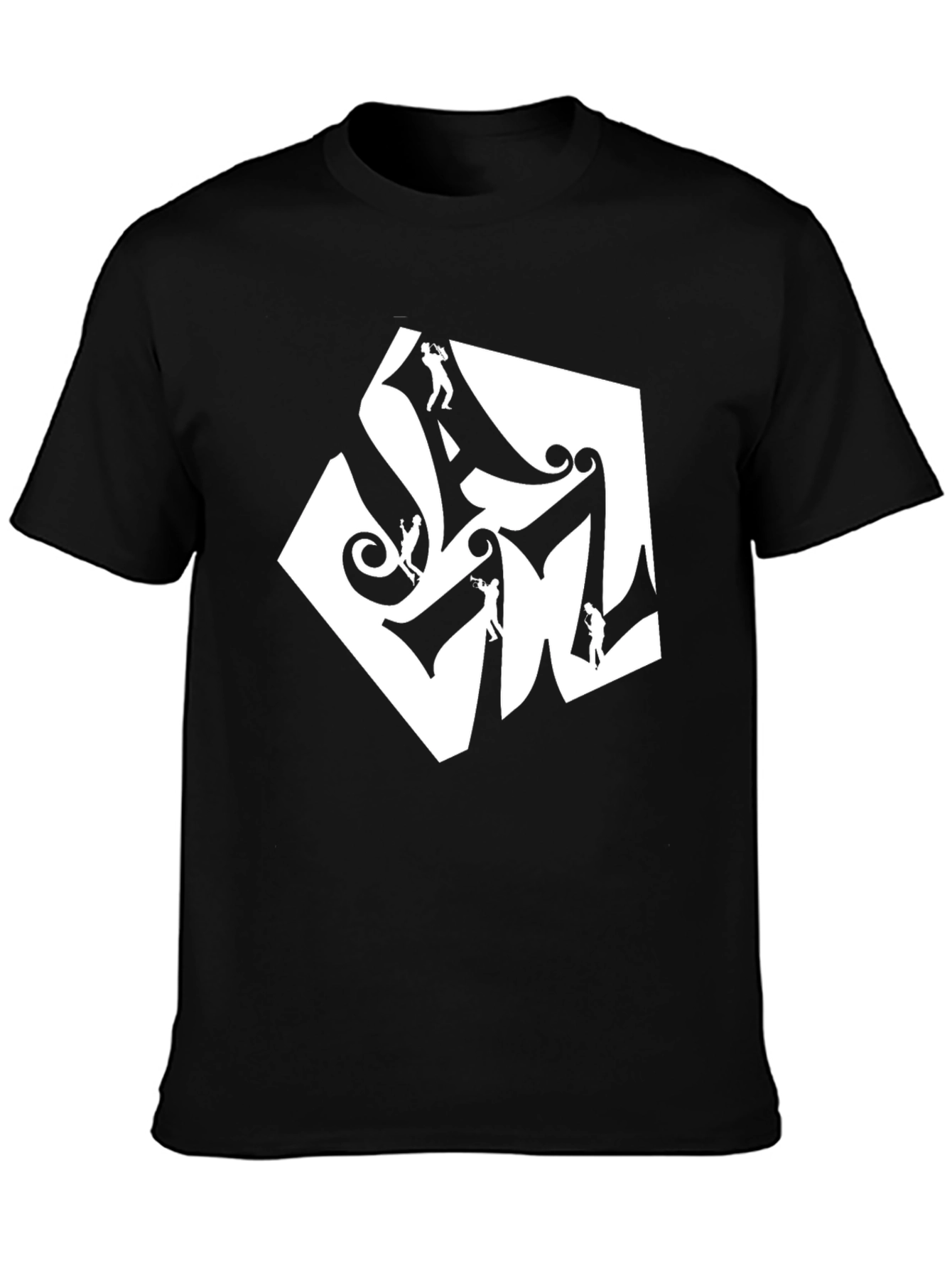 Abstract Saxophone Player Graphic Black T-Shirt