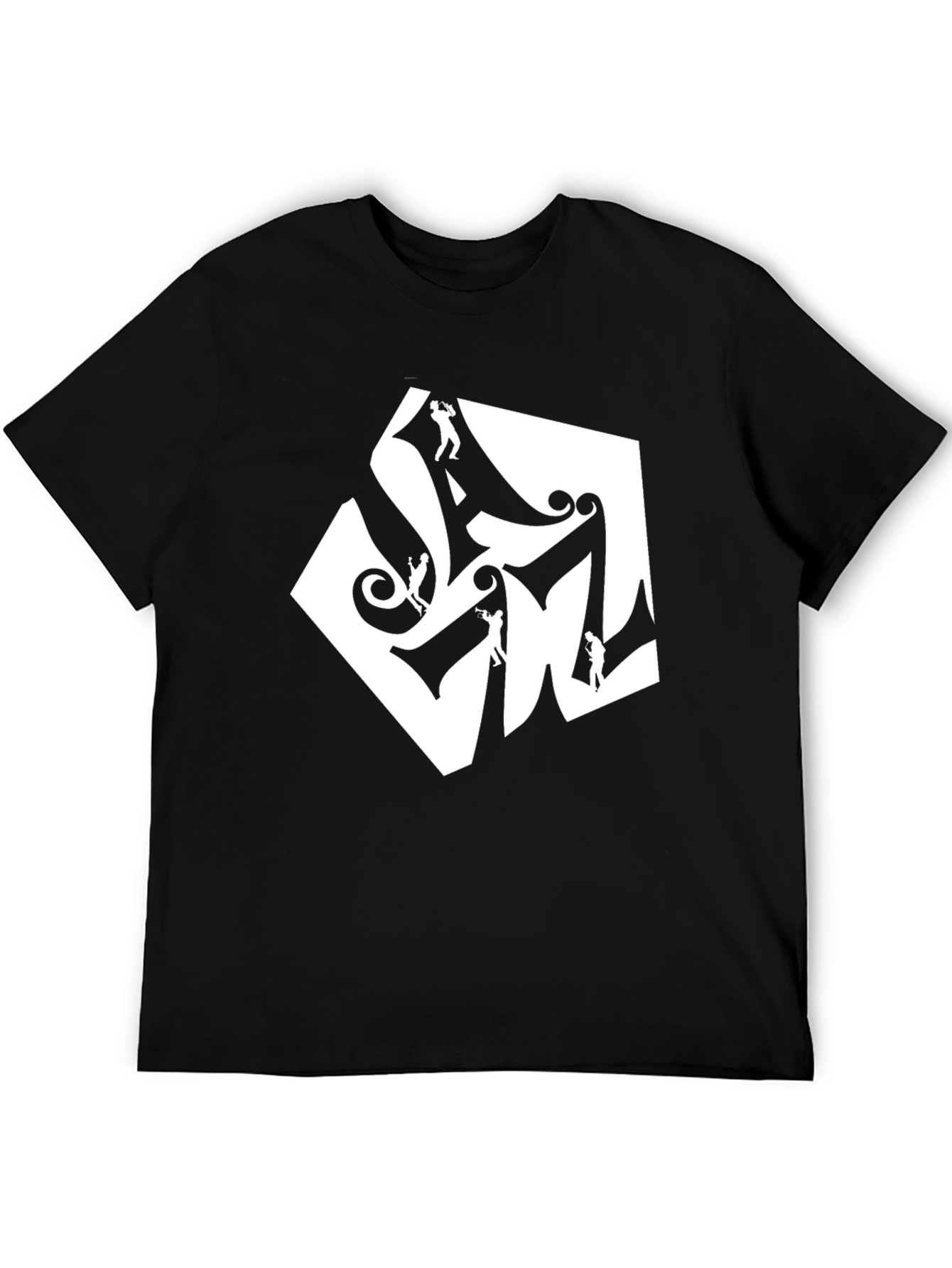 Abstract Saxophone Player Graphic Black T-Shirt