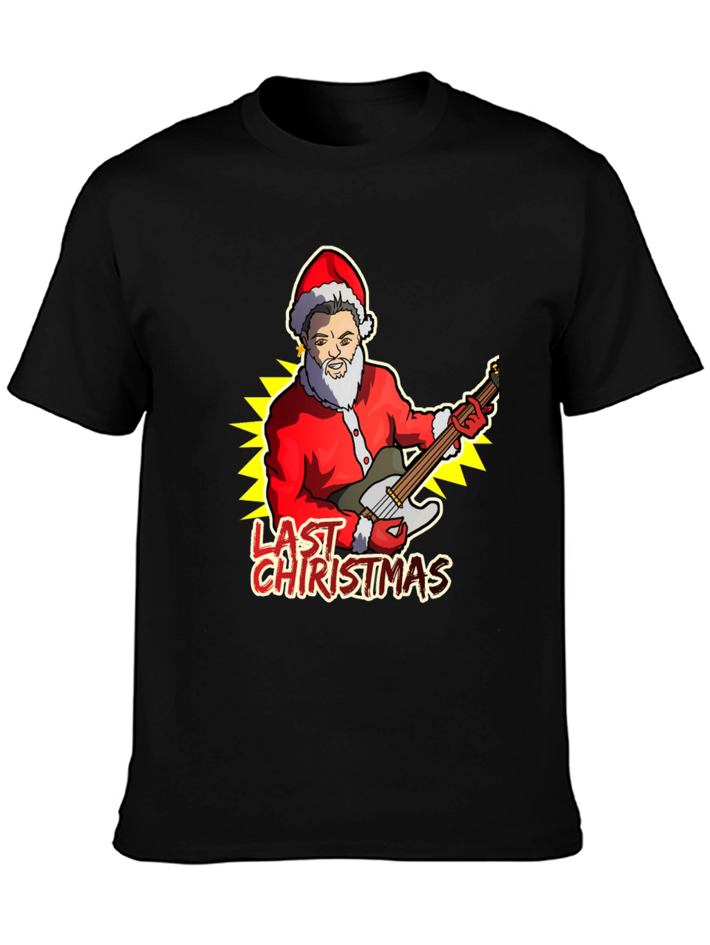 Last Christmas Santa Guitar Graphic Tee