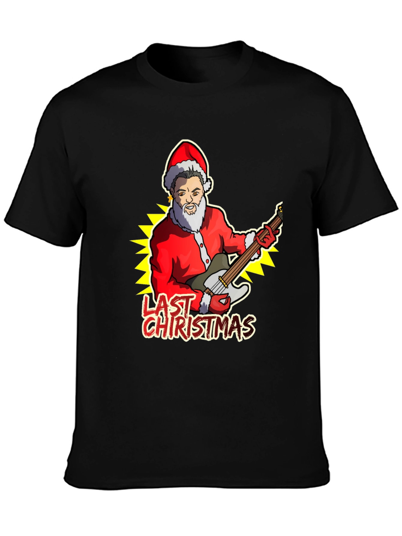 Last Christmas Santa Guitar Graphic Tee