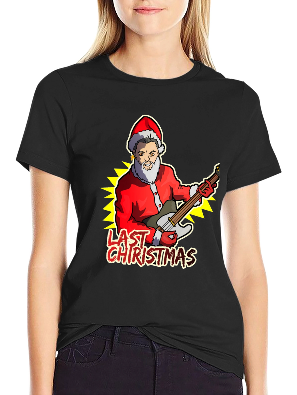 Last Christmas Santa Guitar Graphic Tee