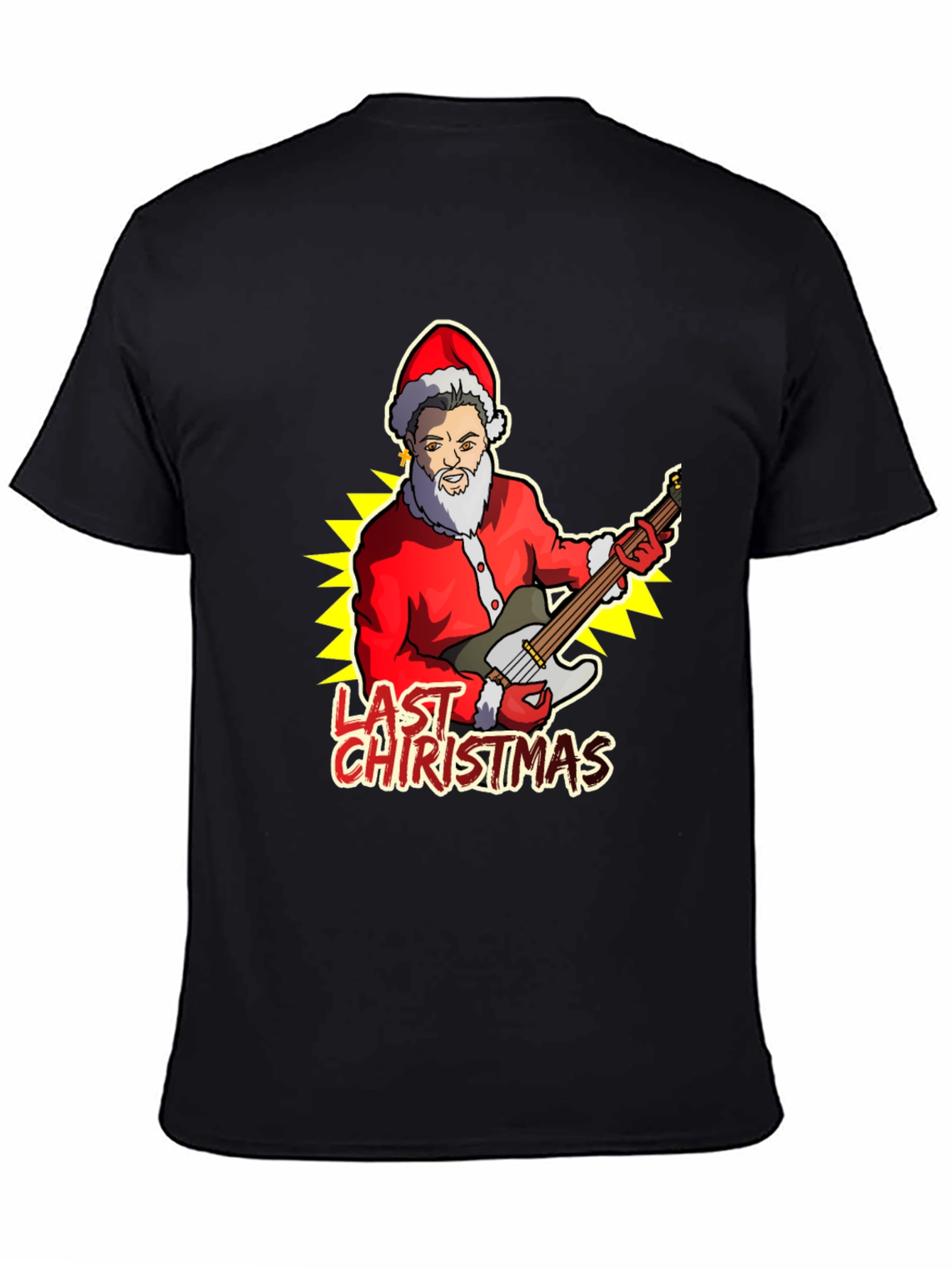 Last Christmas Santa Guitar Graphic Tee