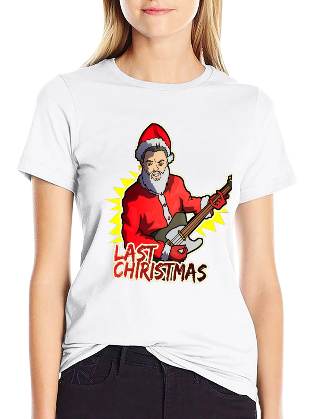 Last Christmas Santa Guitar Graphic Tee