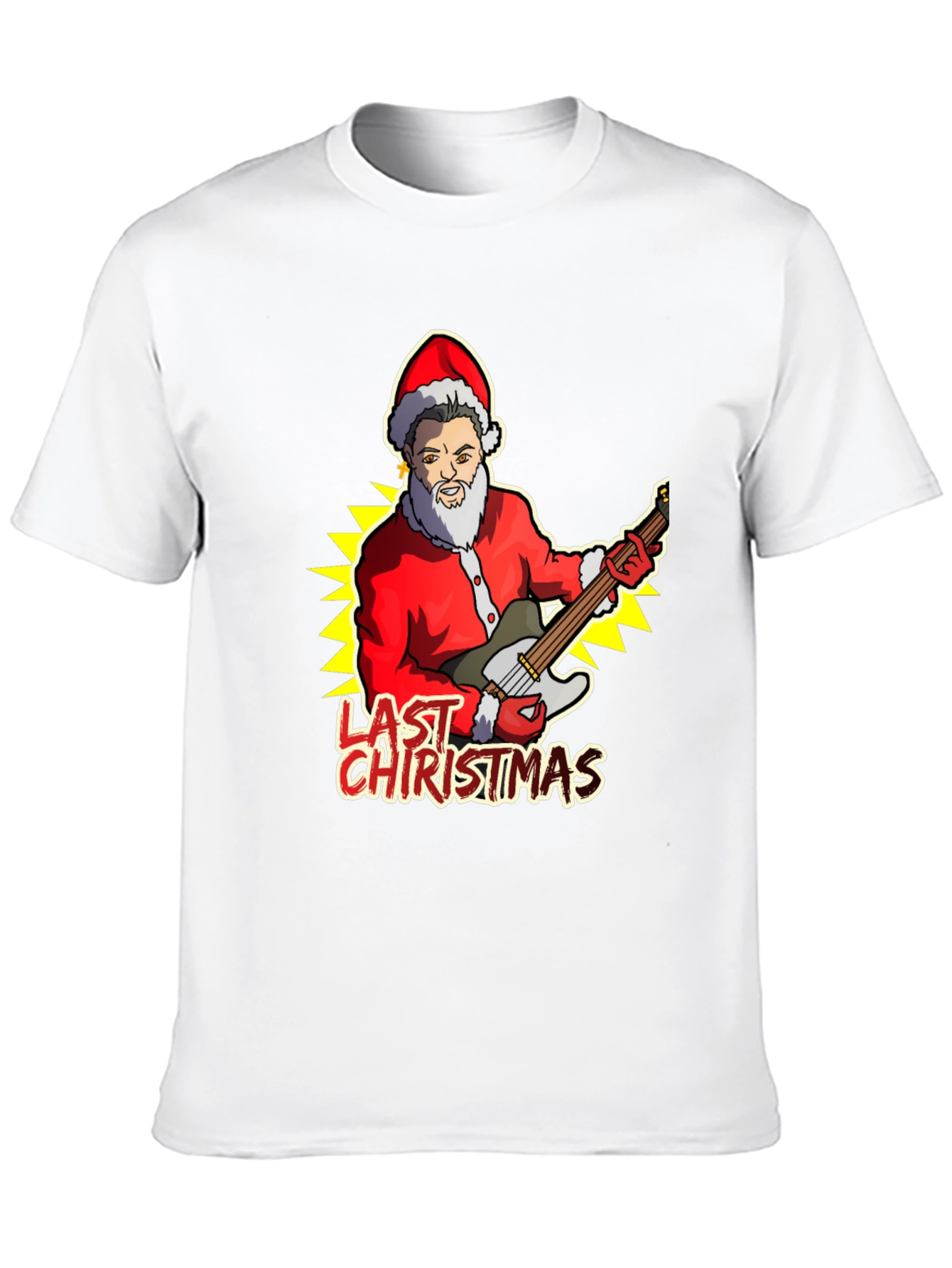 Last Christmas Santa Guitar Graphic Tee