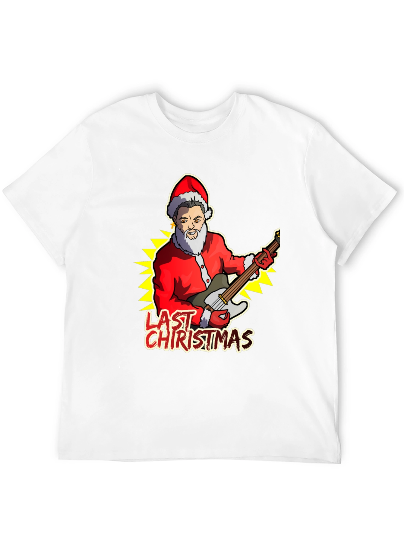 Last Christmas Santa Guitar Graphic Tee