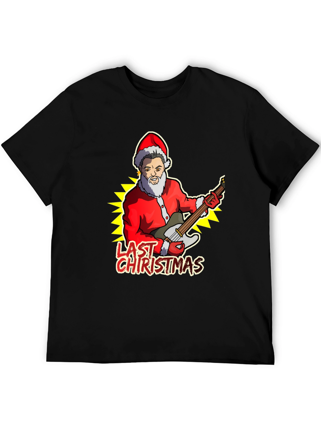 Last Christmas Santa Guitar Graphic Tee