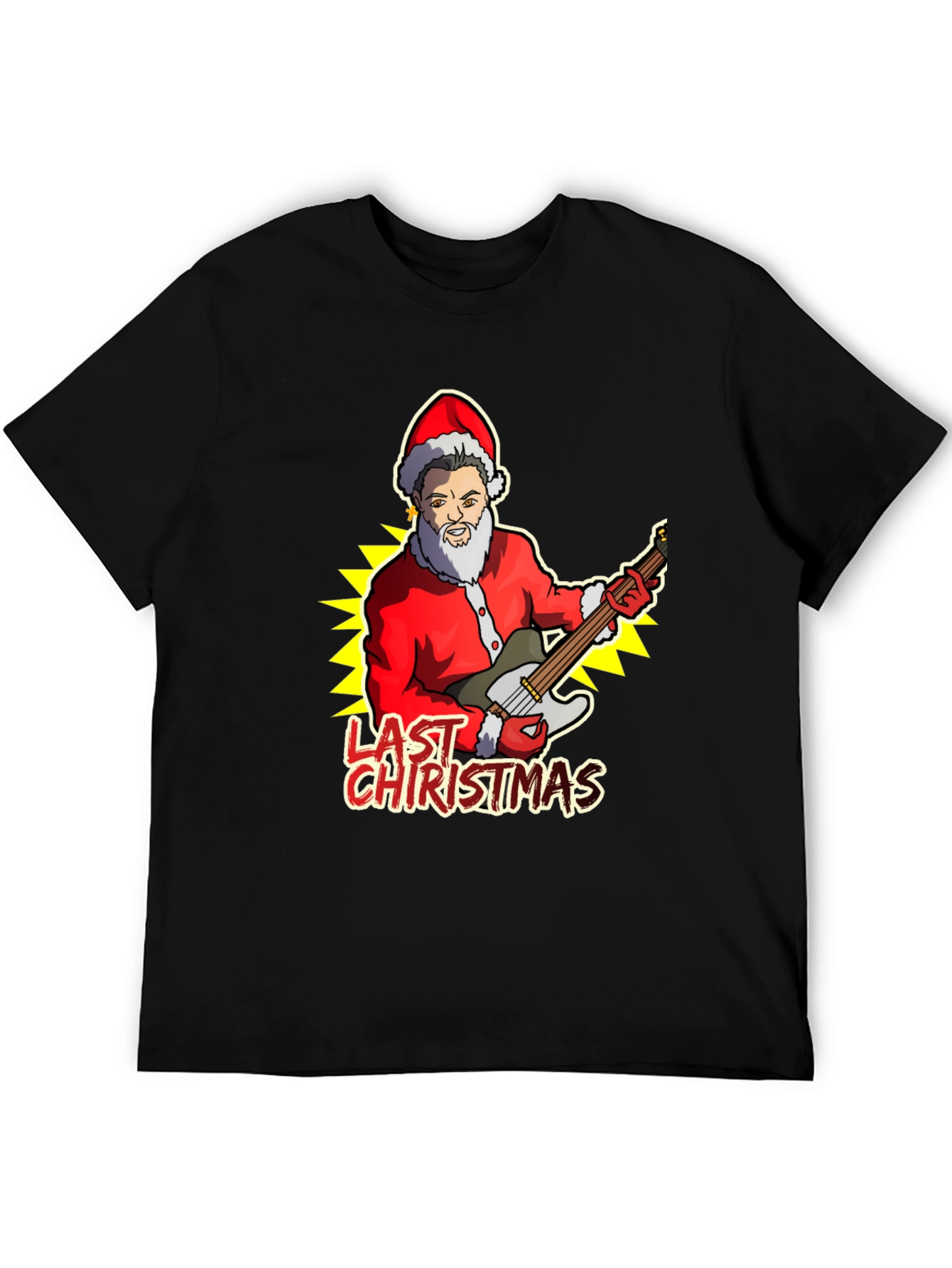Last Christmas Santa Guitar Graphic Tee