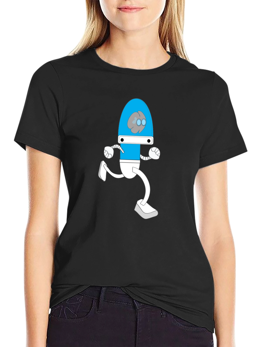 Brain Bot Run T-Shirt - Black Cotton Tee