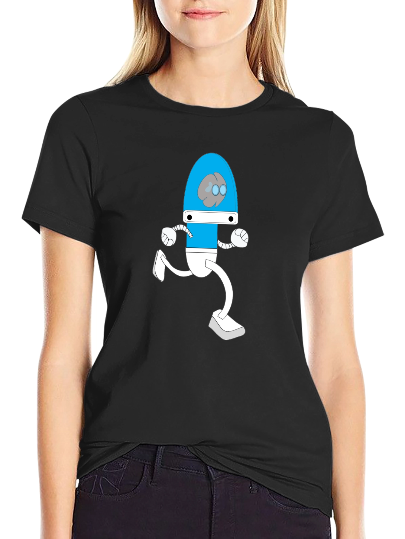 Brain Bot Run T-Shirt - Black Cotton Tee