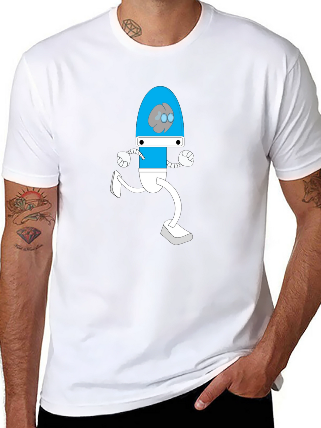 Brain Bot Run T-Shirt - Black Cotton Tee