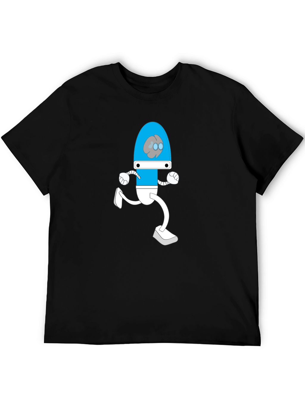 Brain Bot Run T-Shirt - Black Cotton Tee