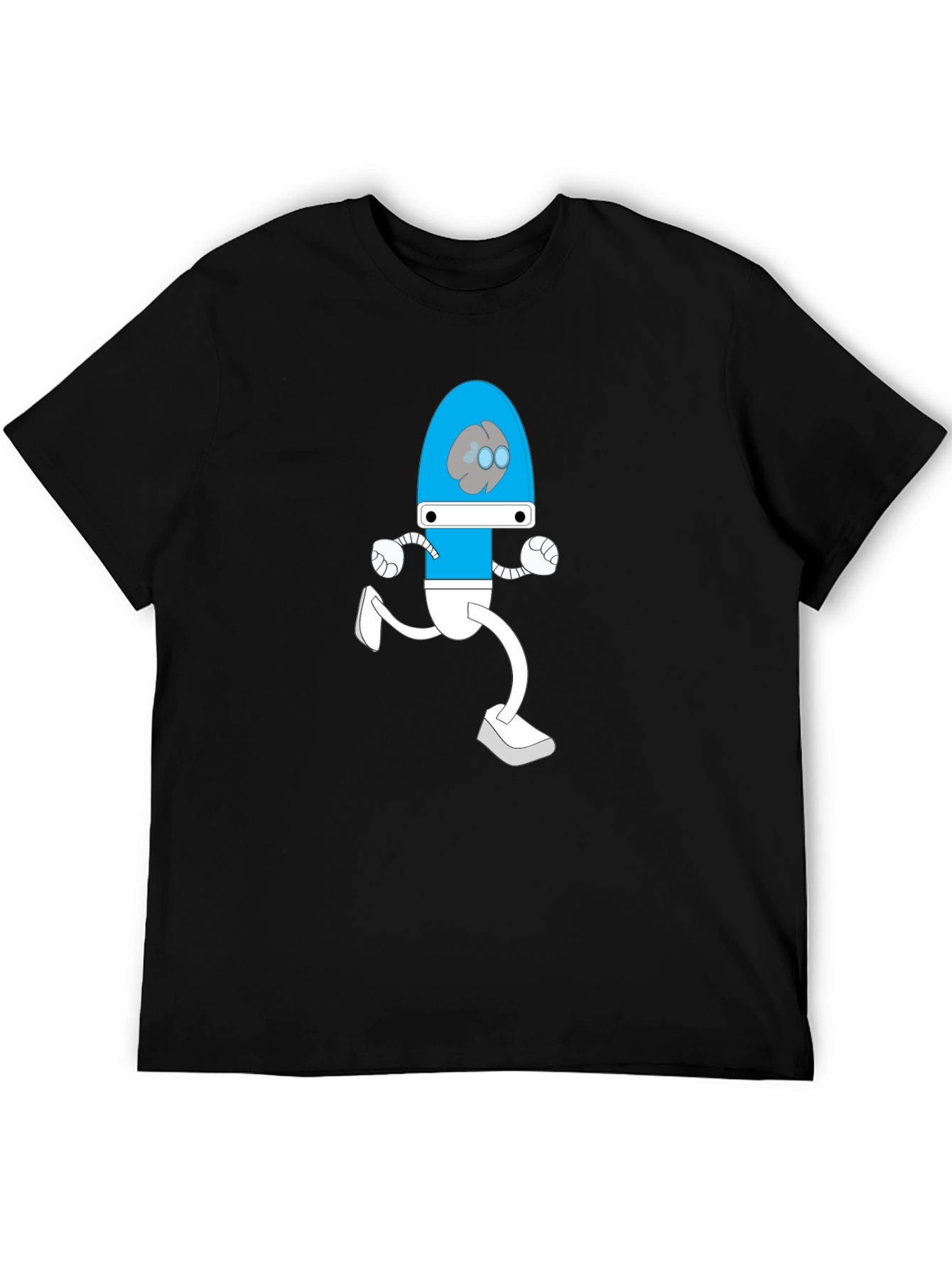 Brain Bot Run T-Shirt - Black Cotton Tee