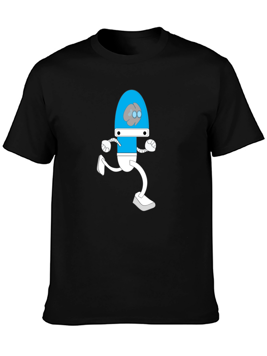 Brain Bot Run T-Shirt - Black Cotton Tee