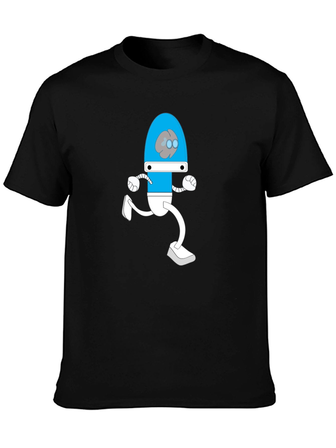 Brain Bot Run T-Shirt - Black Cotton Tee