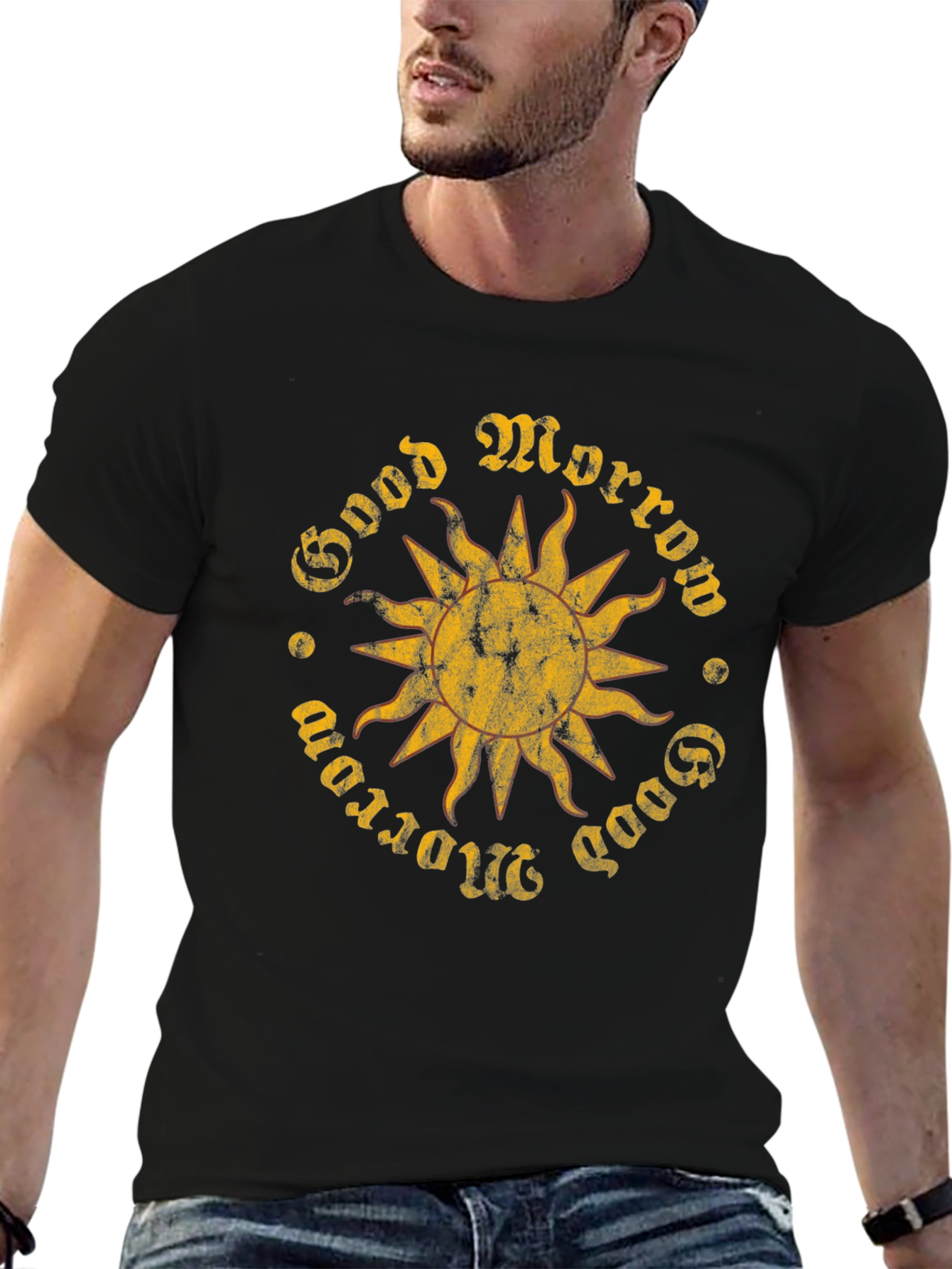 Good Morrow Sun Graphic Black T-Shirt