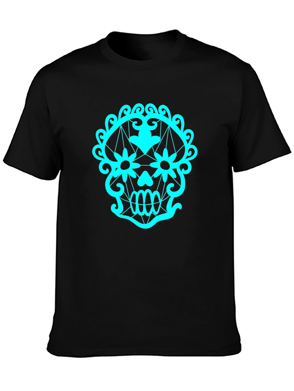 Sugar Skull Graphic Tee - Black Cotton T-Shirt
