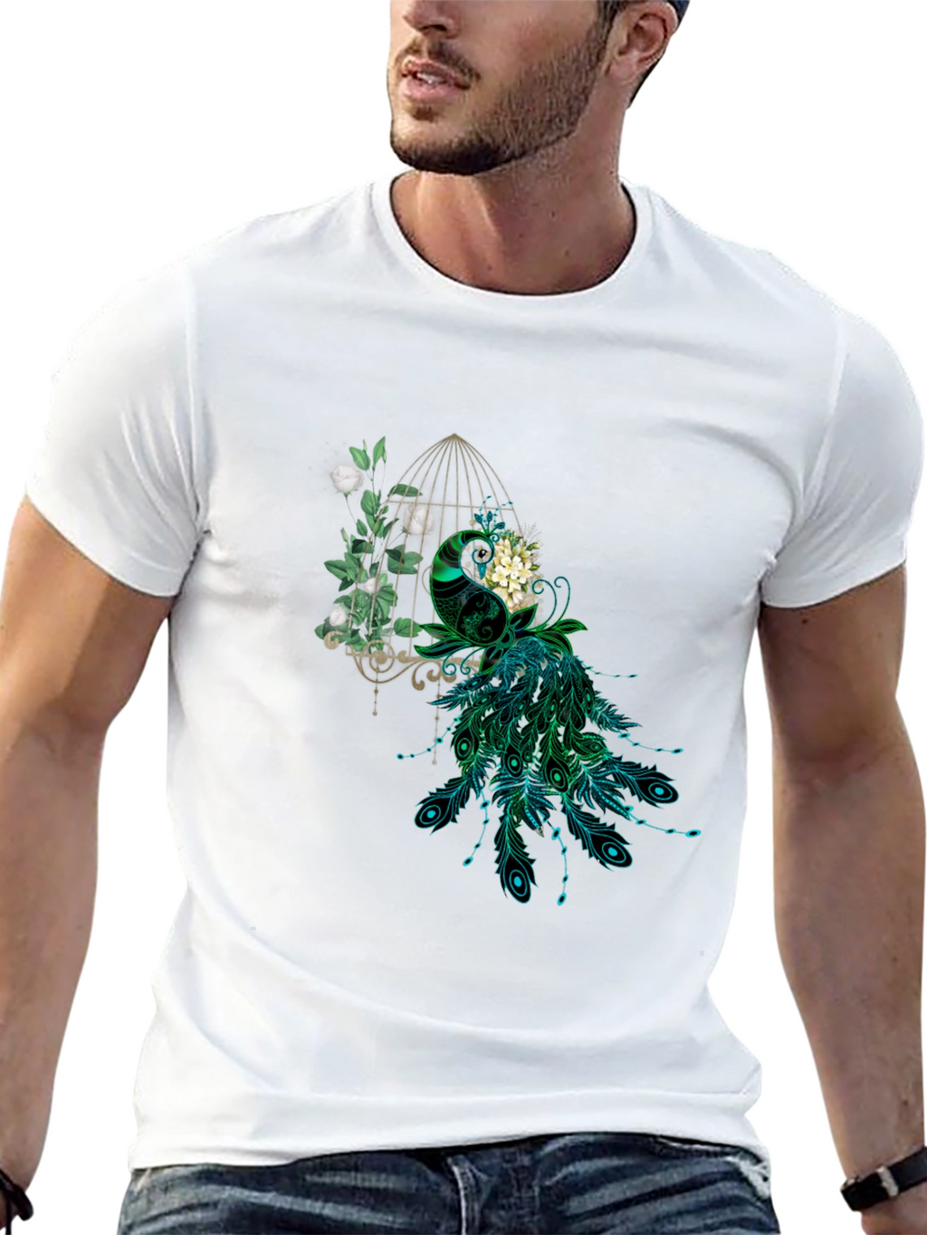 Peacock Cage Graphic T-Shirt