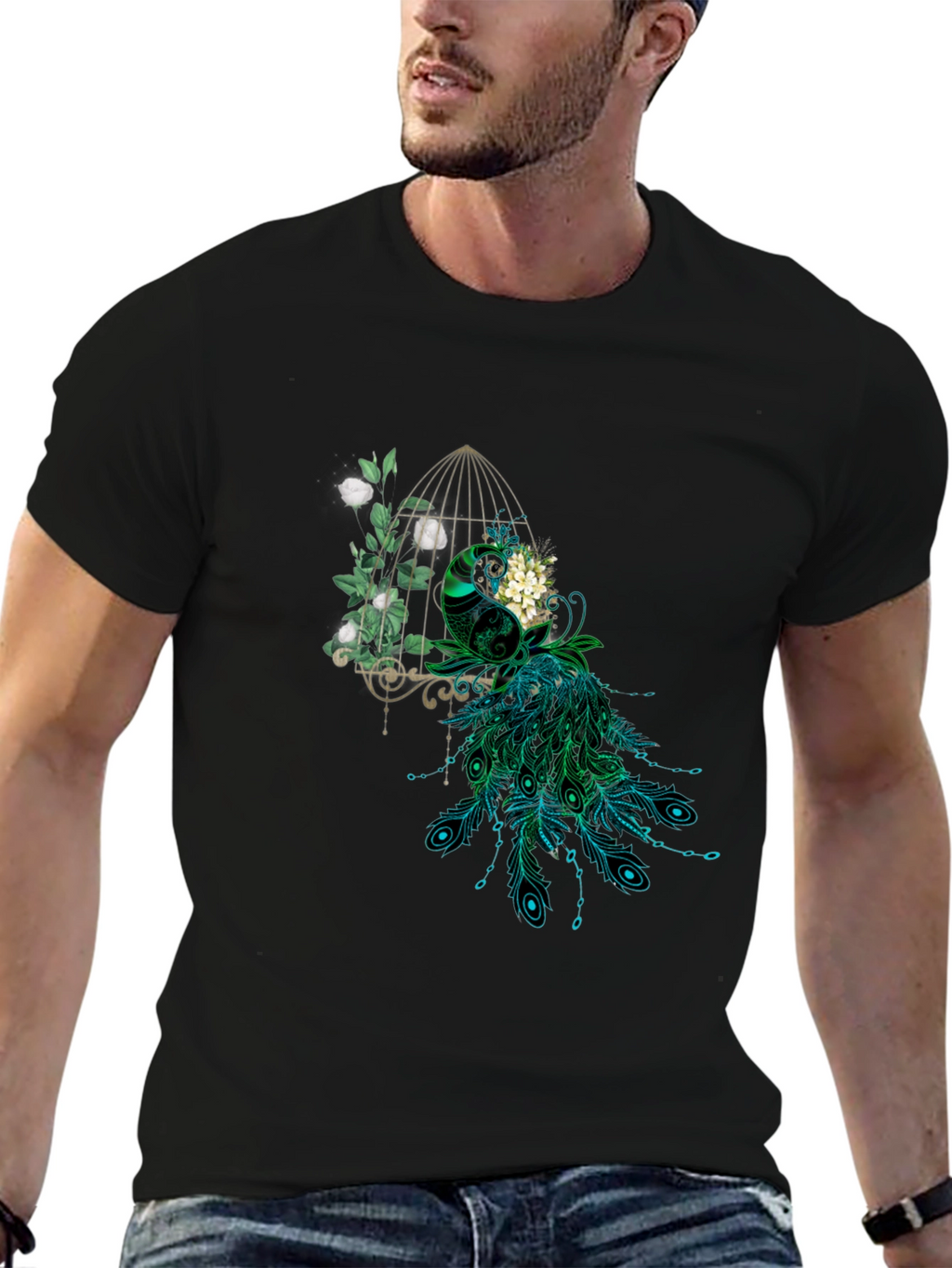 Peacock Cage Graphic T-Shirt