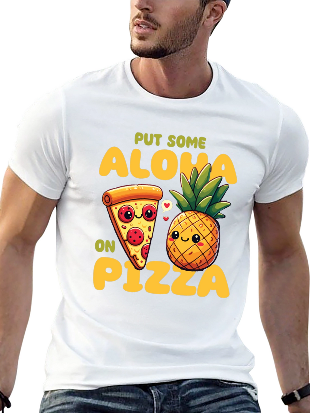 Aloha Pizza Graphic Tee - Fun Food Shirt