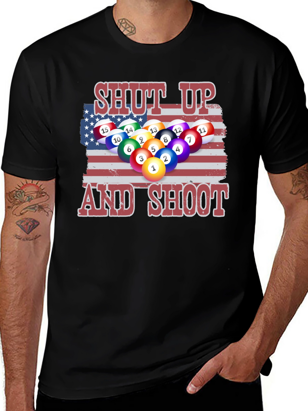Patriotic Pool T-Shirt: Shut Up and Shoot!