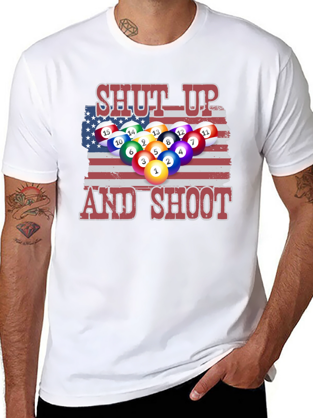 Patriotic Pool T-Shirt: Shut Up and Shoot!