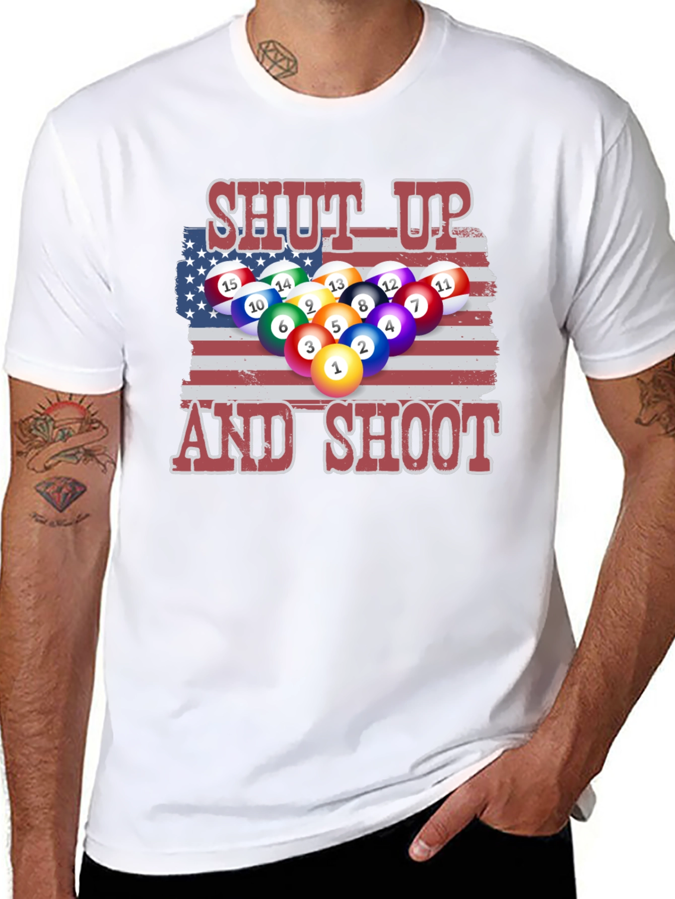 Patriotic Pool T-Shirt: Shut Up and Shoot!