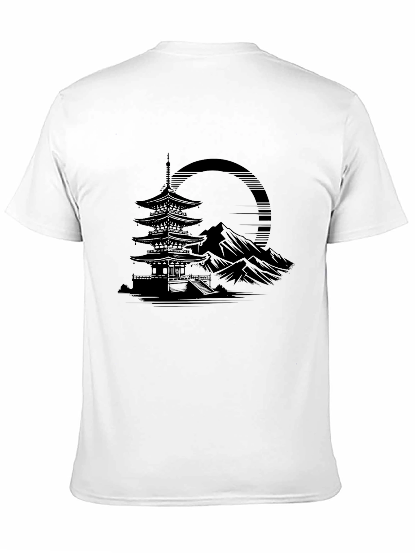 Mens Black Pagoda Graphic Tee