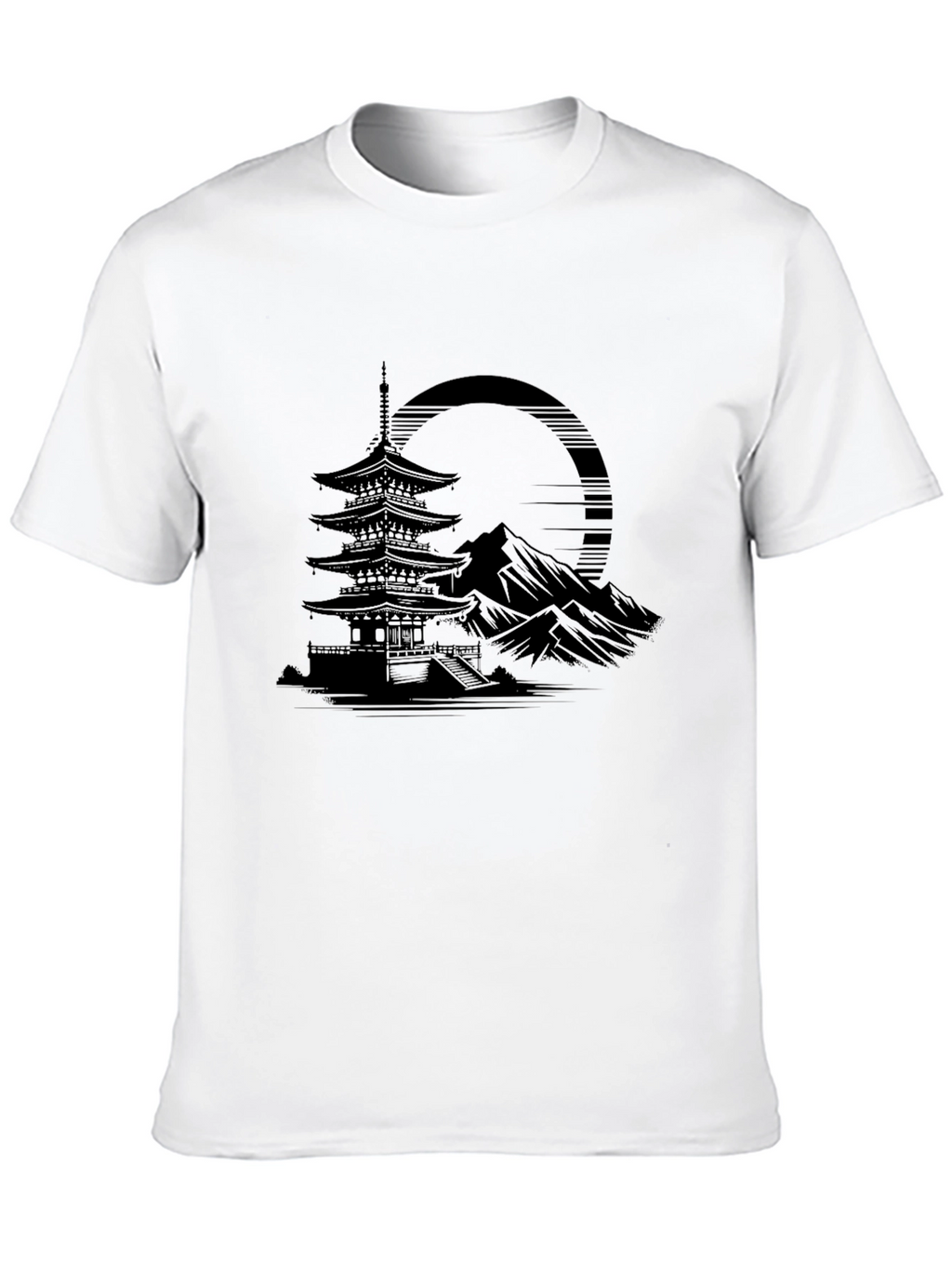 Mens Black Pagoda Graphic Tee