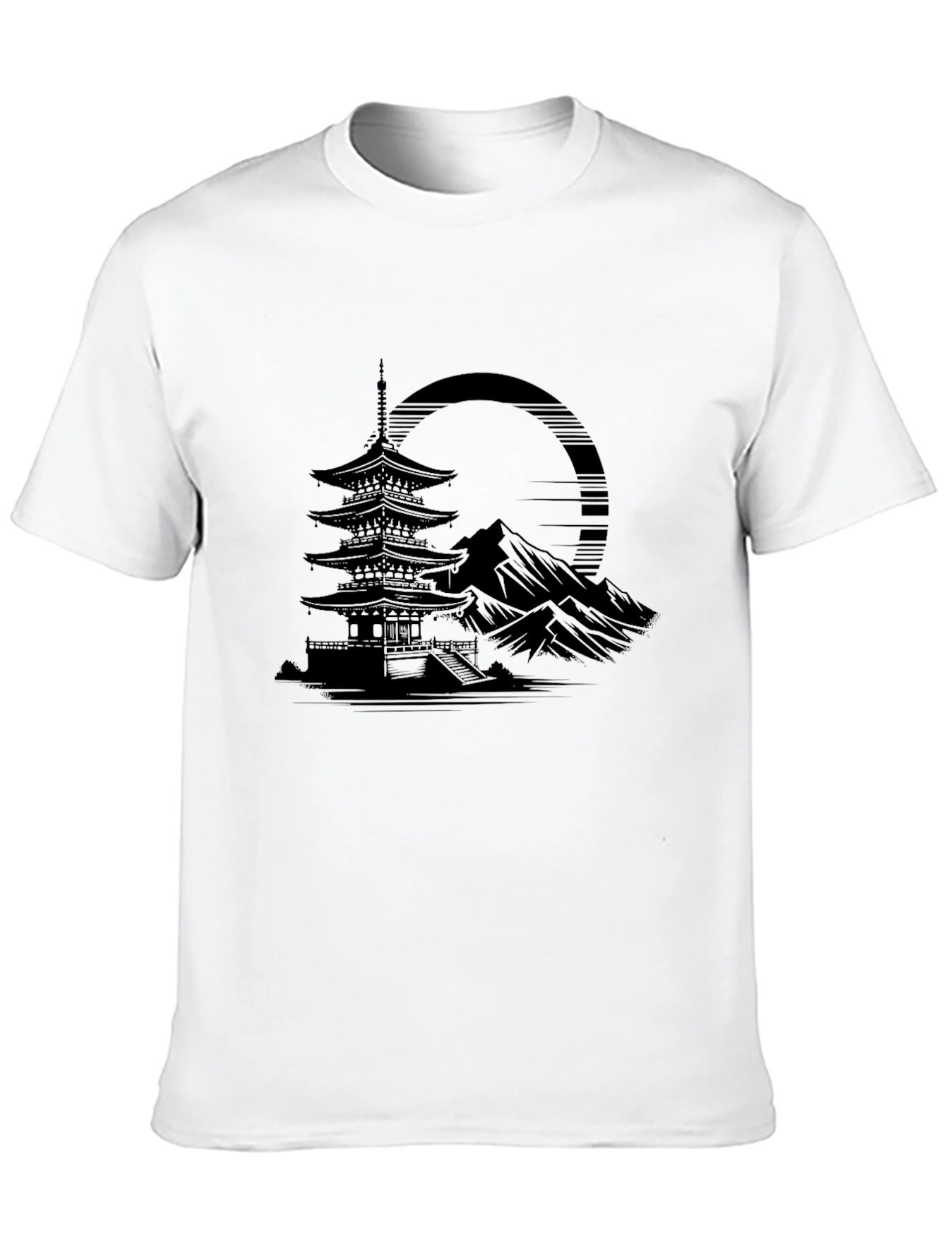 Mens Black Pagoda Graphic Tee