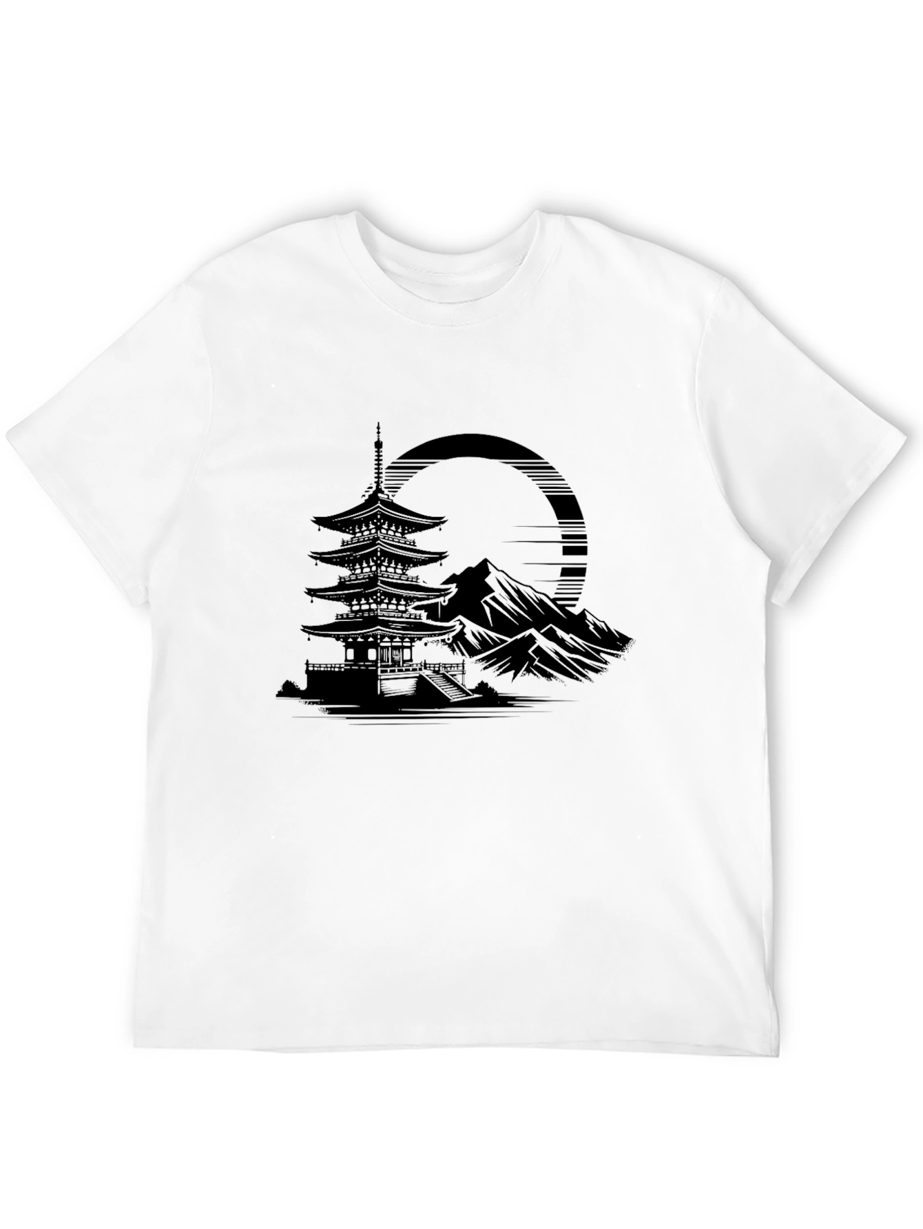 Mens Black Pagoda Graphic Tee