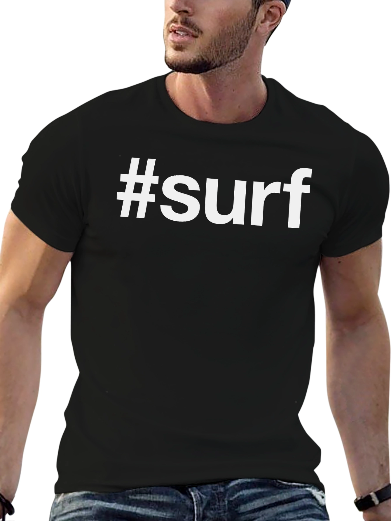 #Surf Graphic Black T-Shirt