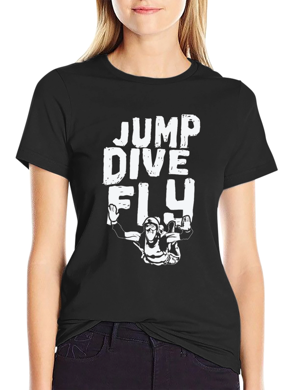 Jump Dive Fly Black Graphic T-Shirt