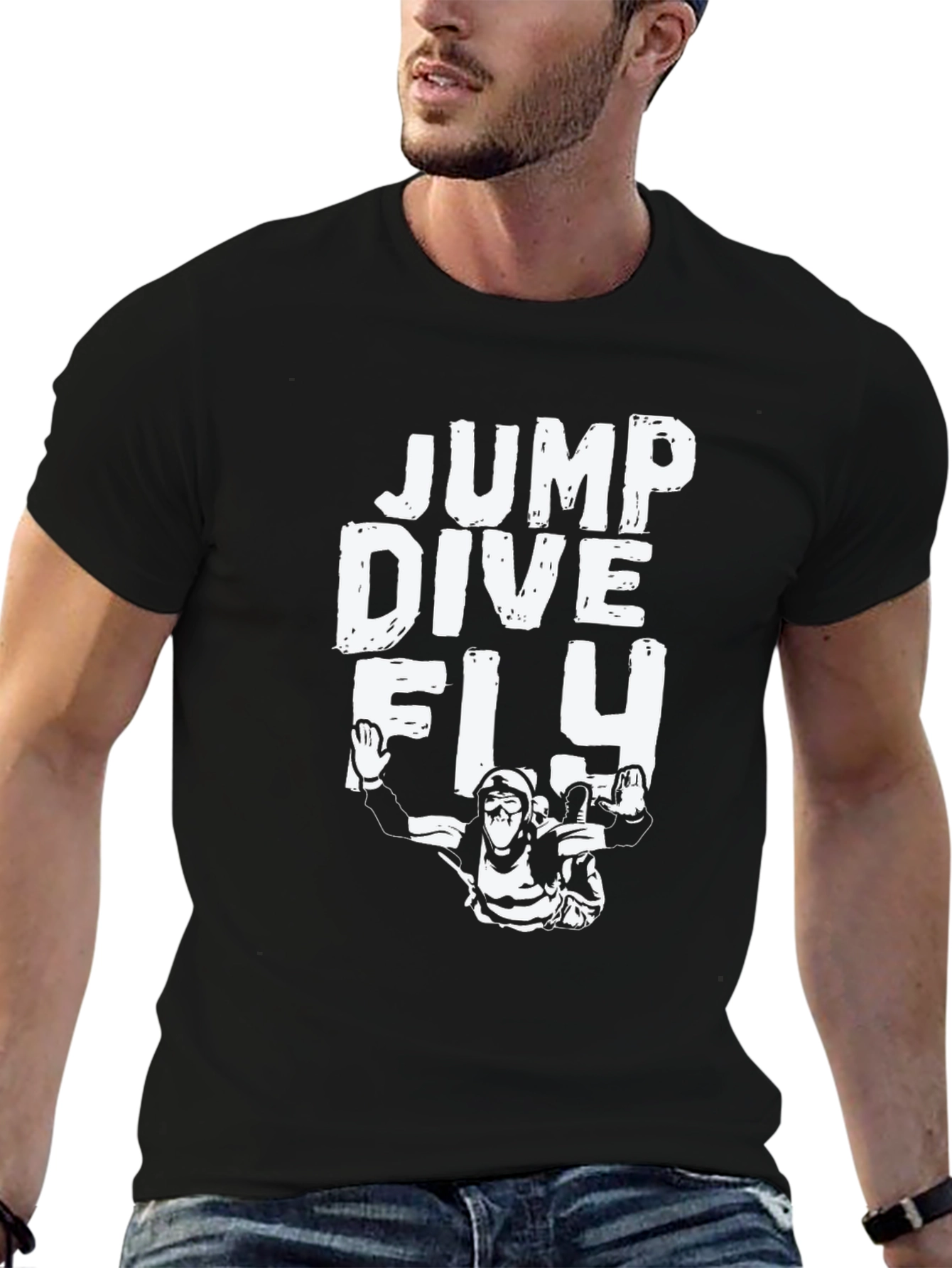Jump Dive Fly Black Graphic T-Shirt
