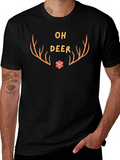 Oh Deer Graphic Tee - Black Cotton Blend T-Shirt