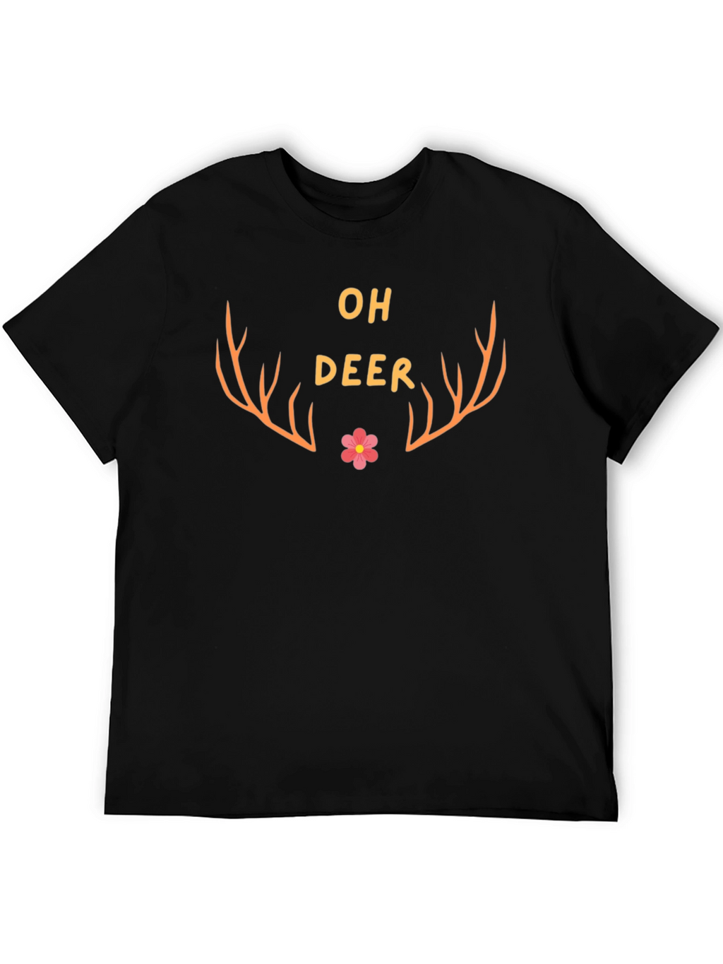 Oh Deer Graphic Tee - Black Cotton Blend T-Shirt