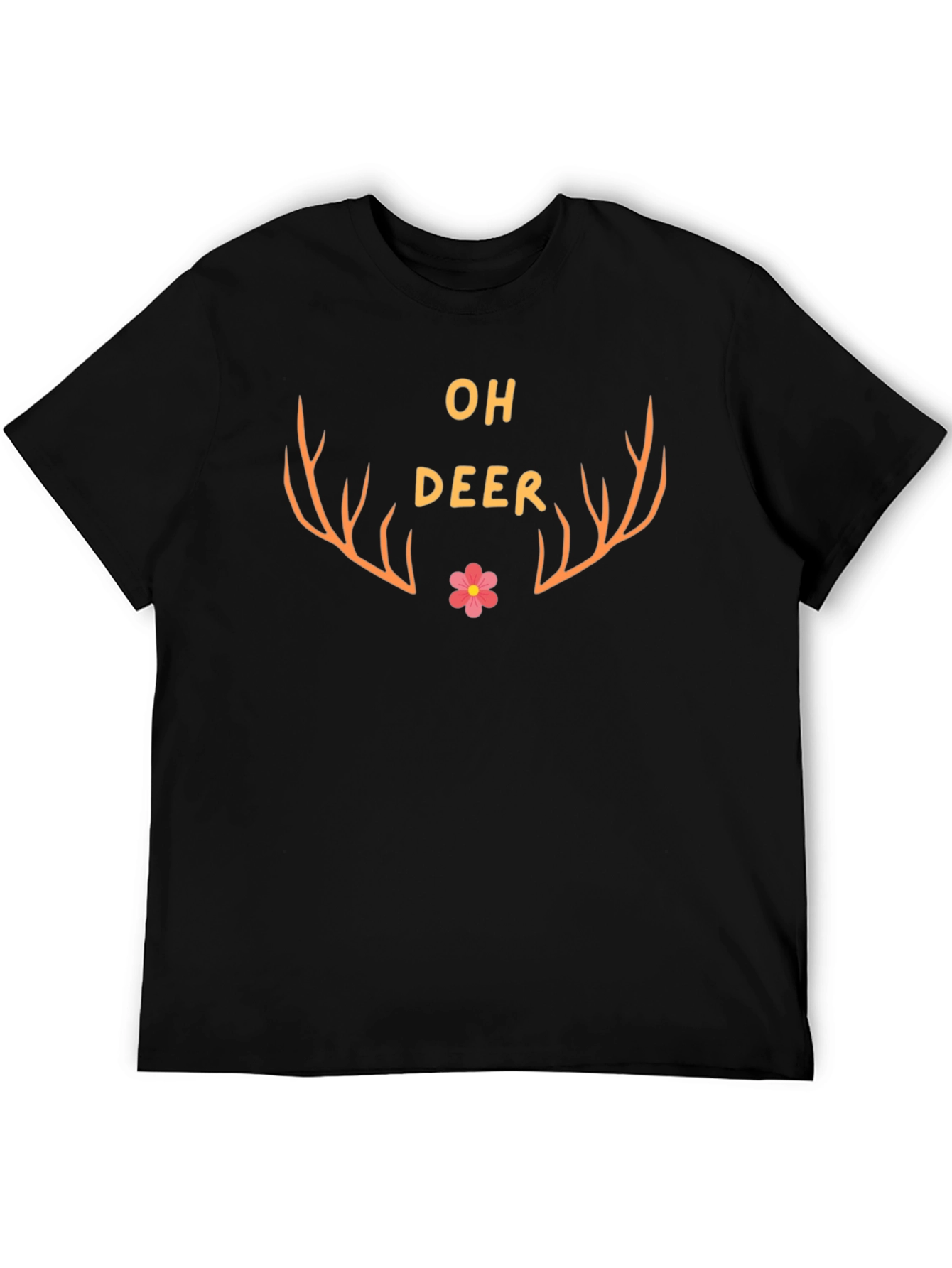 Oh Deer Graphic Tee - Black Cotton Blend T-Shirt