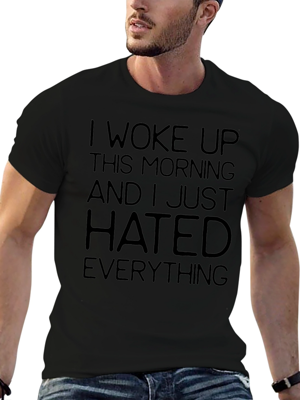 I Woke Up Hated Everything Funny Sarcastic Graphic T-Shirt