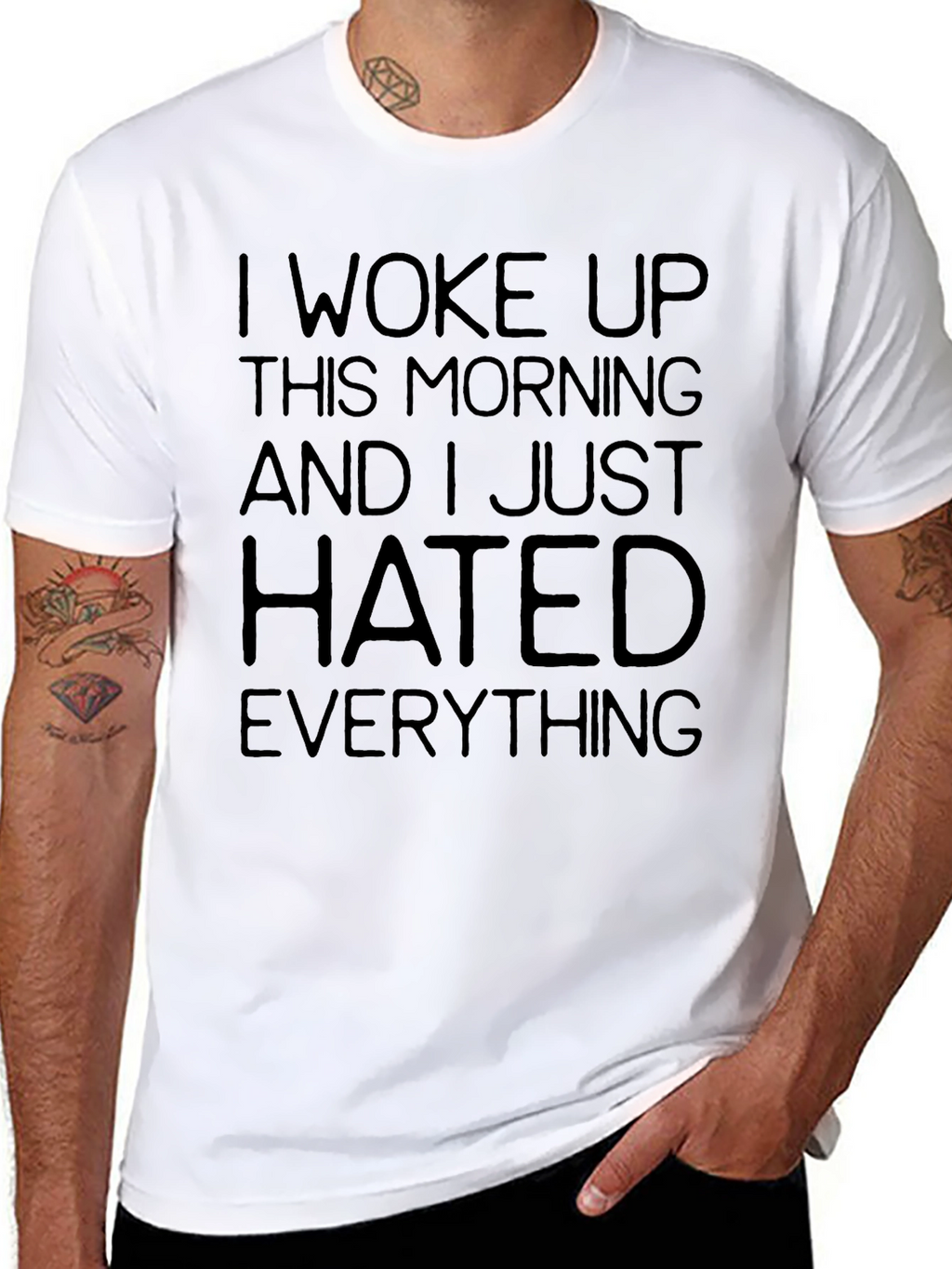 I Woke Up Hated Everything Funny Sarcastic Graphic T-Shirt