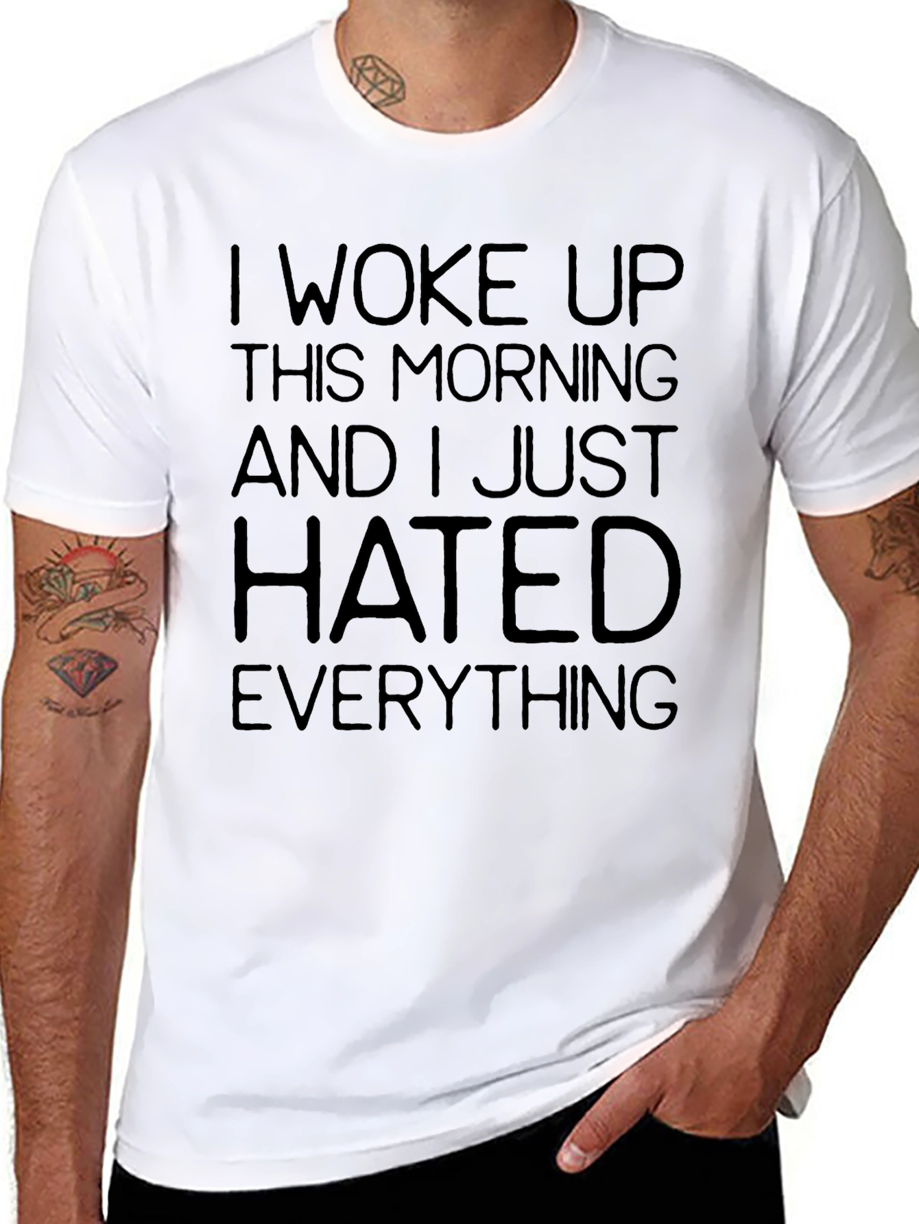 I Woke Up Hated Everything Funny Sarcastic Graphic T-Shirt