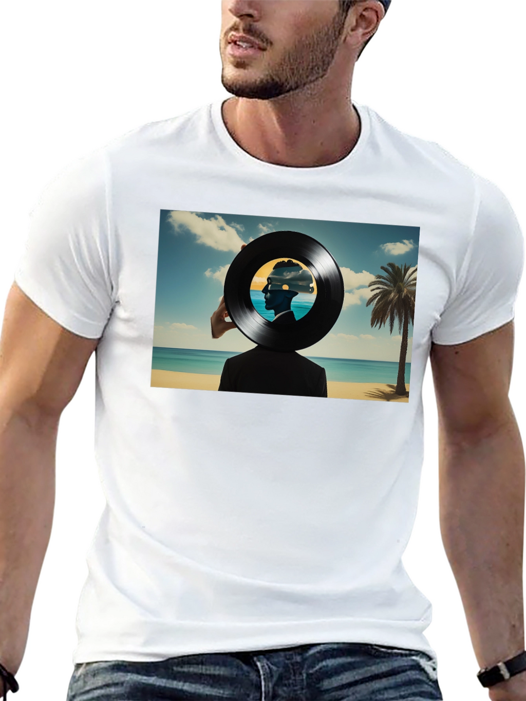 Abstract Vinyl Record Beach T-Shirt