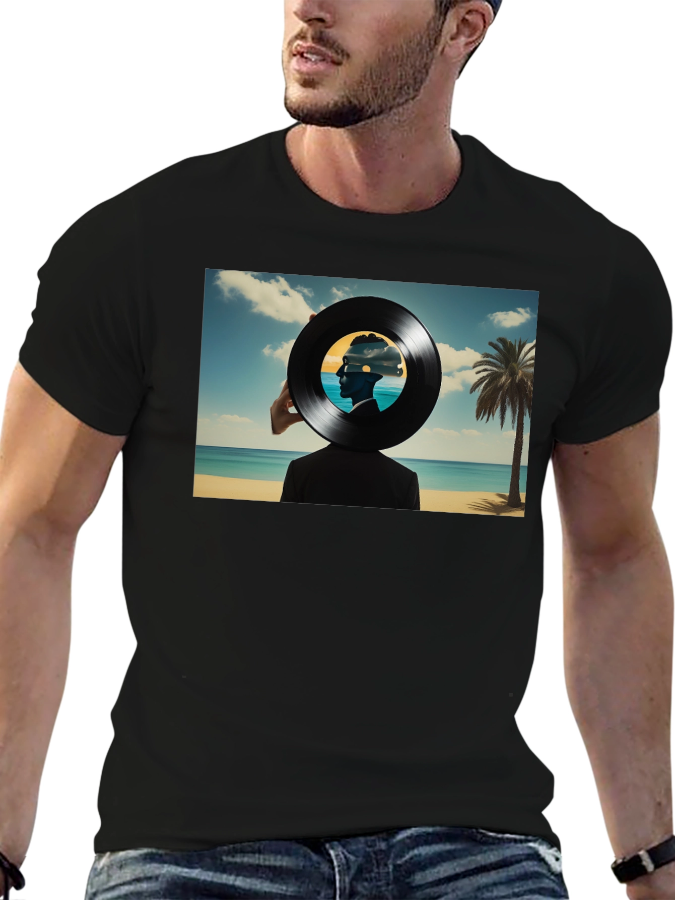 Abstract Vinyl Record Beach T-Shirt
