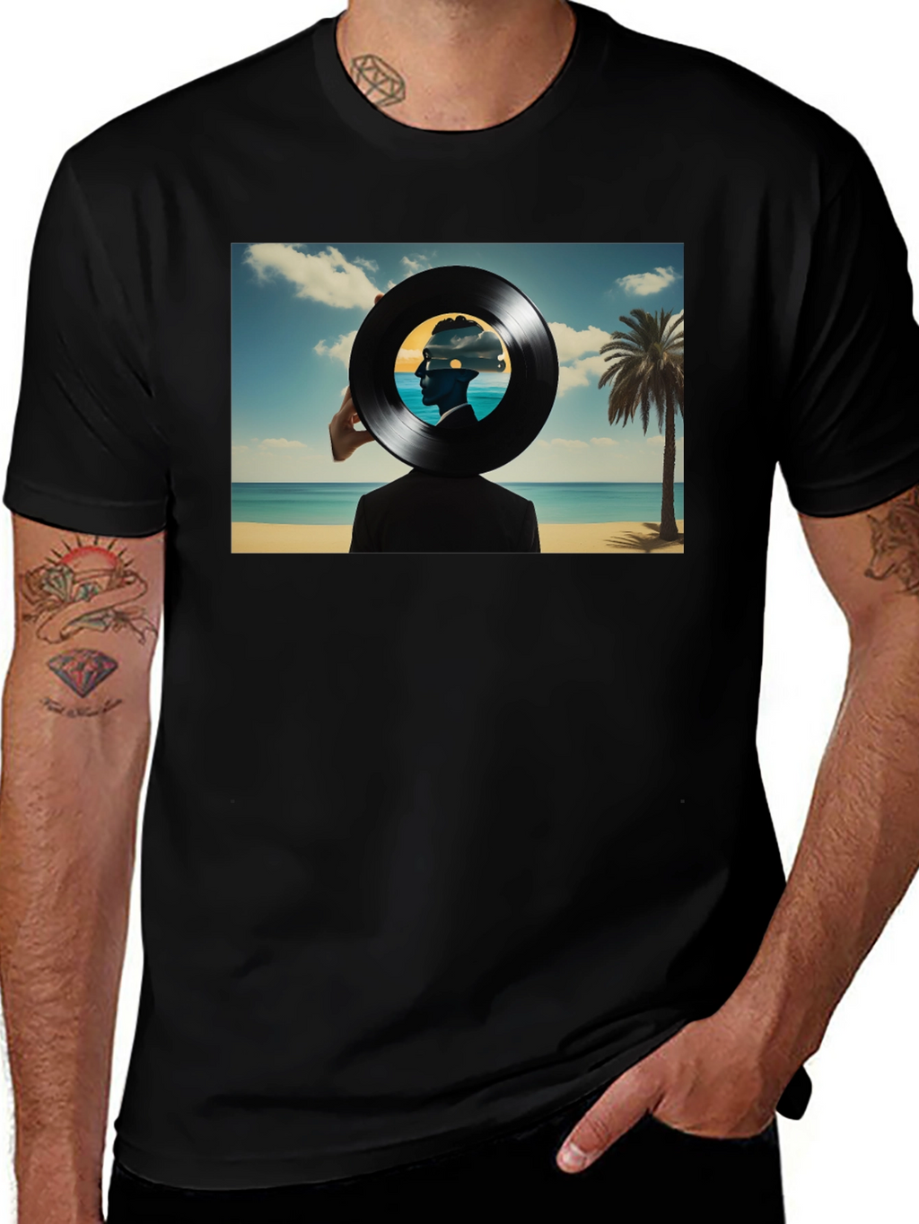 Abstract Vinyl Record Beach T-Shirt