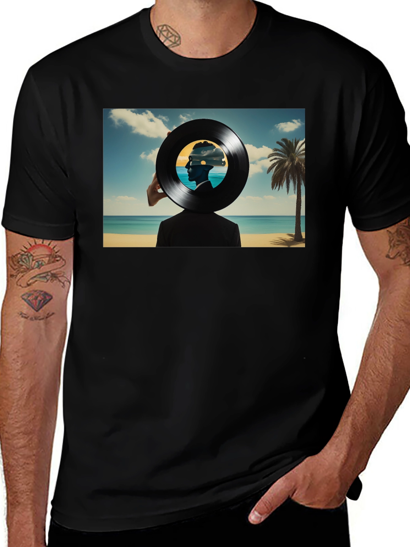 Abstract Vinyl Record Beach T-Shirt