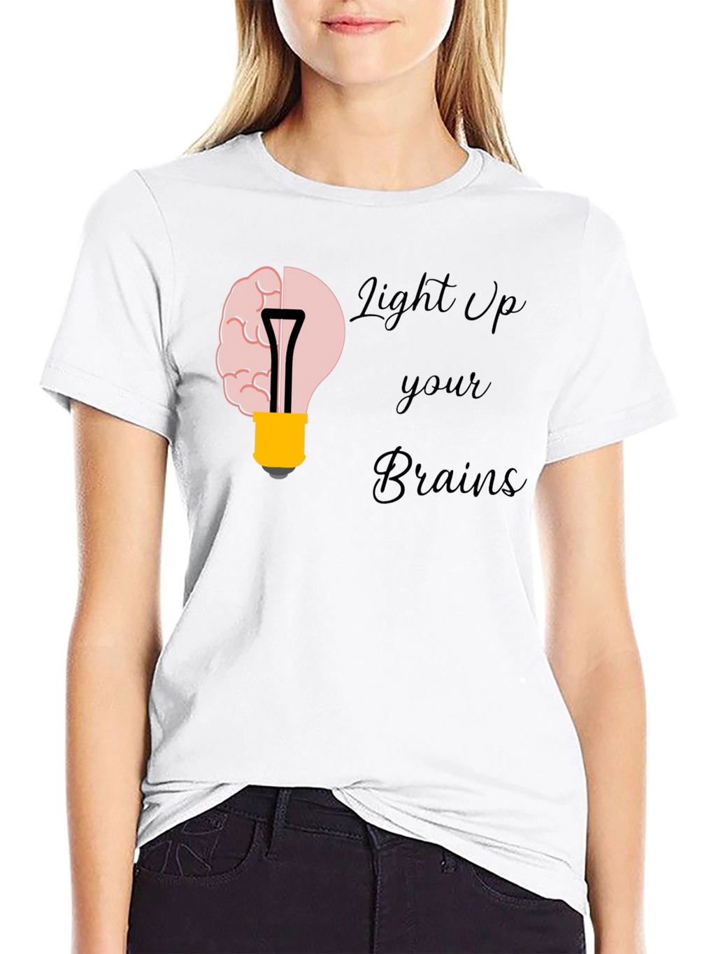 Light Up Your Brains Graphic T-Shirt - Black