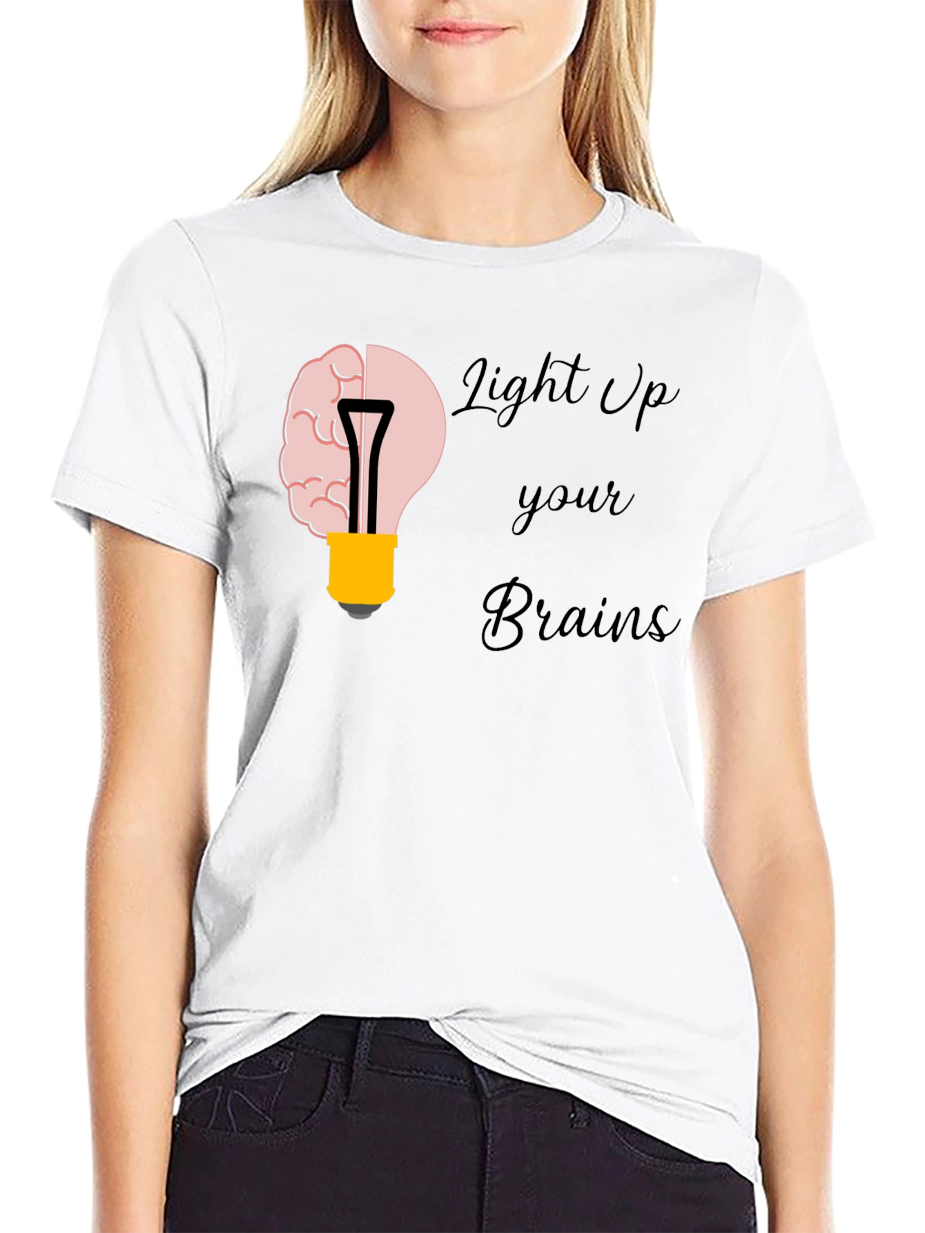 Light Up Your Brains Graphic T-Shirt - Black