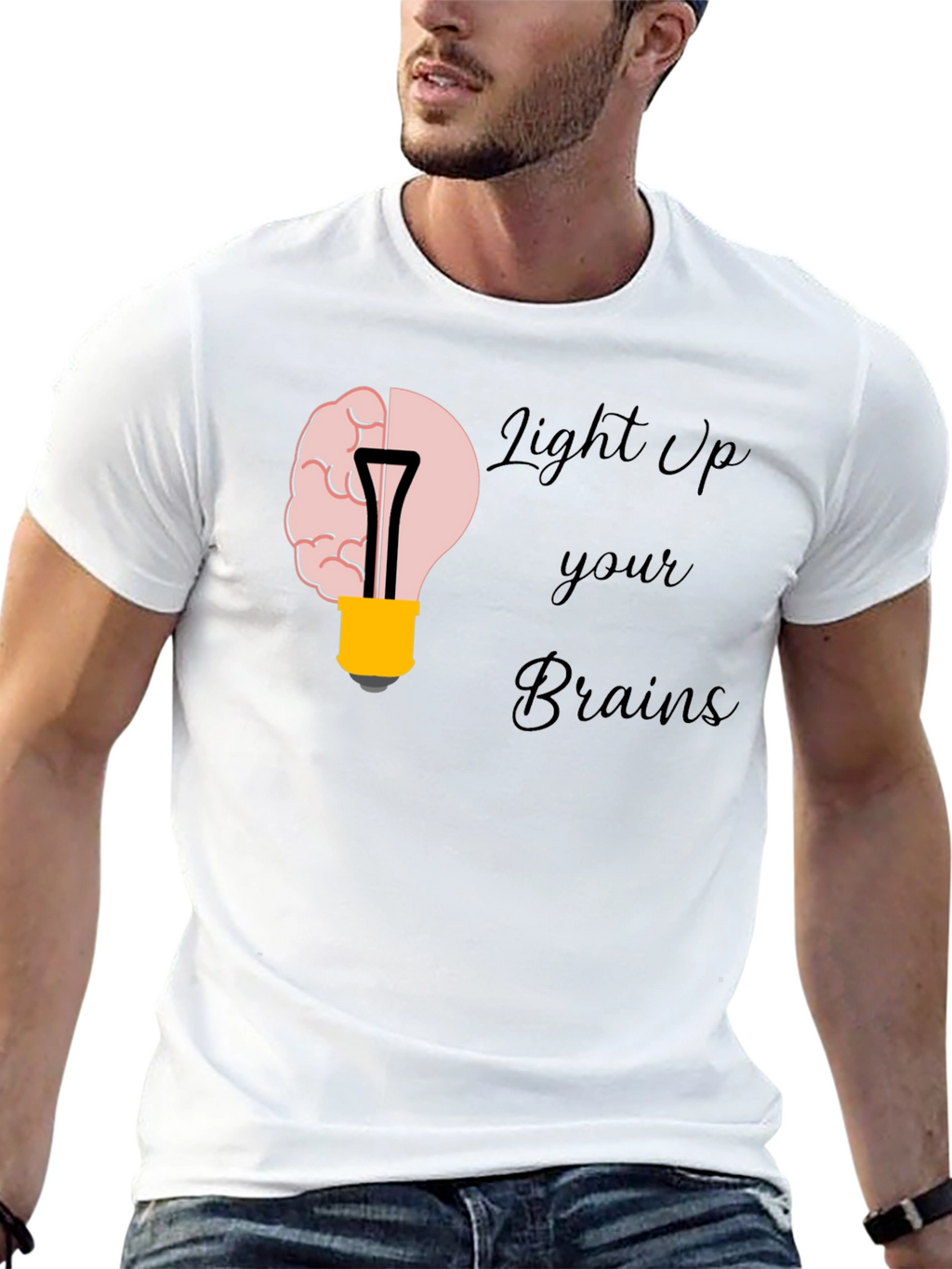 Light Up Your Brains Graphic T-Shirt - Black
