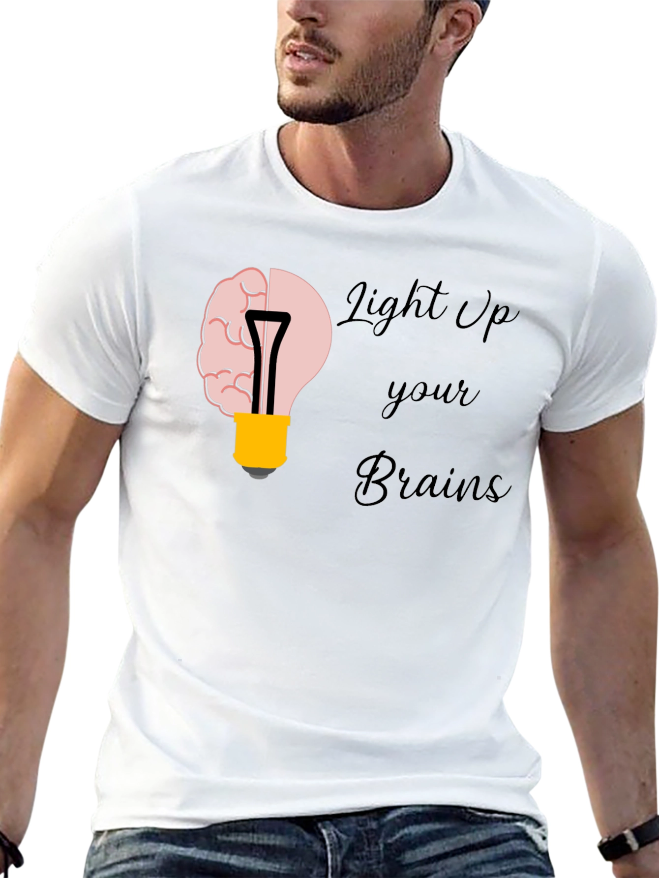 Light Up Your Brains Graphic T-Shirt - Black